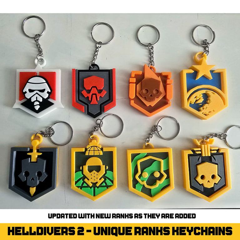 Helldivers 2 Unique Ranks Keychains - 3D Printed